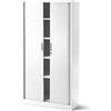 Jan Nowak Armadio per ufficio Archivio con Serrandina Metallo 4 Ripiani Verniciatura a Polvere Bloccabile 185 cm x 90 cm x 45 cm (Bianco)
