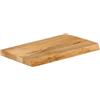 Keeushr Piano da tavolo in legno di mango massiccio con bordo naturale, 40 x 20 x 3,8 cm, piano di ricambio per telai del tavolo, piano in legno rustico con venature uniche, facile da pulire grazie
