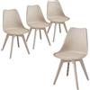 JZGORC Set di 4 sedie da cucina in stile nordico, gambe in plastica, sedili imbottiti in similpelle, Adatte per Sala da Pranzo, Soggiorno, Cucina, Camera da Letto-Cachi