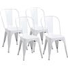 JZGORC Set di 4 Sedie da Pranzo in Stile Industriale Retrò, Aspetto Metallo, Design Impilabile, Sedie per Ristoranti, Bistrot, Caffè, Matrimoni in Giardino - Bianco