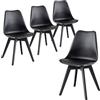 JZGORC Set di 4 sedie da cucina in stile nordico, gambe in plastica, sedili imbottiti in similpelle, Adatte per Sala da Pranzo, Soggiorno, Cucina, Camera da Letto-Nero
