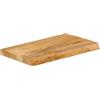 Keeushr Piano da tavolo in legno di mango massiccio con bordo dell'albero, 50 x 20 x 3,8 cm, piano di ricambio in legno massiccio di mango per tavolo, bordo naturale rustico, versatile, superficie