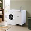 Inbagno Mobile Coprilavatrice Con Lavatoio 106x60 Cm Bianco Opaco Con Vasca A Destra, Anta Contenitiva, Asse Lavapanni E Kit Scarico Inclusi - Mobile Lavanderia Linea Medea