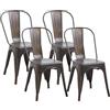 JZGORC Set di 4 Sedie da Pranzo in Stile Industriale Retrò, Aspetto Metallo, Design Impilabile, Sedie per Ristoranti, Bistrot, Caffè, Matrimoni in Giardino - Bronzo