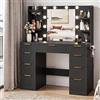 Devoko Mobile da Trucco Moderno con Illuminazione e Presa - Grande Comodino con Specchio, 9 Cassetti e Porta Phon, Tavolo Vanity per il Make-up (Nero)