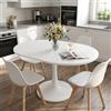 GAWYOEX Tavolo da pranzo rotondo allungabile 100/140 x 40 x 75 cm, tavolo da cucina per 2-6 persone, tavolino da caffè/tavolo da pranzo in legno e gambe in ferro, tavolo rotondo allungabile per cucina