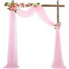 FANSU Tenda per Arco Matrimonio, Tessuto Drappeggiato per Arco Nuziale 1 Pannello Tessuto Drappeggio Matrimonio Tenda di Sfondo in Chiffon Nuziale Mantovana (Rosa,75x600cm)