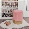 generic Pouf poggiapiedi in Velluto, Sgabello ottomana, Puff cilindrico rotondo con Base Oro, per Salotto e Camera da Letto, (Rosa Gold)