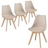 JZGORC Set di 4 sedie da cucina in stile nordico, Gambe in plastica color kaki, sedili imbottiti in similpelle, Adatte per Sala da Pranzo, Soggiorno, Cucina, Camera da Letto-Cachi