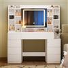 HEXCELEN 120 cm Toeletta con Specchio e Illuminazione a LED, Bianca