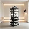 Generic 7 Ripiani Mobiletto Hi-Fi Multifunzione A, Av Tower Media Stand Supporto Con Ruote Universali Regolabile Mobiletto Portaoggetti for Casa/ufficio/teatro(Nero)
