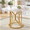 Merax Tavolo da pranzo rotondo, motivo marmo, per 4-6 persone, telaio in metallo, gambe geometriche, adatto per ristoranti, soggiorno, cucina, sala da pranzo, giardino, bianco, oro, 100 x 100 x 76 cm