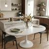 HIYYIH Tavolo da pranzo allungabile, moderno semplice, nero, ovale, in legno, rotondo, 1 piano aggiuntivo, lunghezza 100/140 x larghezza 100 x altezza 75 cm (bianco)