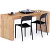 Mobili Fiver, Tavolo da pranzo Evolution 180x60, Rovere Rustico con Due Gambe, per 6 persone, Tavolo Da Pranzo Moderno Cucina, Made in Italy