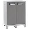 Toomax Armadio Urban XL Basso 78x49x101h cm in plastica resistente effetto legno grigio chiaro/grigio tortora, con 2 ripiani regolabili e piedini, ideale per garage, cantine e spazi interni