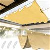 MOZTBH Vela ombreggiante retrattile a onda con occhielli e corda, telo parasole rettangolare impermeabile antistrappo con protezione UV per esterni-Beige||100x250cm(39x98in)