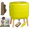 WormBox Moutta | Urbalive 2 vassoi Verde, Kit Completo I Vermicompostaggio Design I 250g di Vermi Lombrichi / 500 pz. I Substrato Iniziale I Stuoia di Canapa + Pala I Interno, Balcone e Giardino