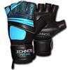 ICHNOS Guanti Calcetto Futsal A Mezze Dita Taglia Adulto Nero/Neon Blu (10)