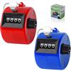 SEPGLITTER 2 contatori manuali clicker contatore a 4 cifre, contatore a dita, contatore rotondo per contatore persone, sport, scuola (rosso blu)