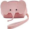 Generico borsa in pelle per donna portachiavi con grazioso elefante porta carte elegante portafoglio con cerniera per l'uso quotidiano (One Size)