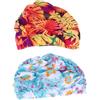 OUNONA Cuffia Piscina Donna Fiori Vintage in Nailon 2 Pezzi Design Plissettato e Copri Orecchie Allargato per Vacanze Estive e Accessori Nuoto Donna