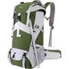 MOSISO Zaino Trekking 50 Litri, Zaino Campeggio Impermeabile con Patta e Parapioggia per Uomo e Donna, Zaino Sportivo Leggero per Viaggi Campeggio All'Aperto, Militare Verde