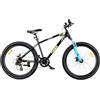 sun baby TIGER BIKE Bicicletta da 26 pollici, mountain bike per ragazzi e uomini, bici da montagna 26 - telaio in acciaio, 7 marce, freni a disco, ammortizzatore - Blu-Arancione