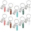 SUPERFINDINGS 10 portachiavi con ciondoli a forma di tarocchi con cristalli 67 mm/2,64 in pietre naturali e sintetiche, miste, con anello in ferro leggero, accessorio per borsa boemia per donne