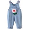 Generisch Salopette da bambina con ricami floreali, graziosi pantaloni jeans per bambini e abbigliamento da gioco, morbidi e confortevoli, ideali per l'uso quotidiano, Blu, 2-3 Anni