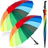 Hestya 2 Pezzi Ombrelli Automatici Diametro 115 cm 16 Costole Ombrelli Arcobaleno LGBT Ombrelli a Bastone Grandi, Antivento, Manico Lungo, Dritti, Colorati per Viaggi, Golf, Pioggia, Adulti, Donne