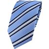 TigerTie Cravatta di seta di design a righe, Blu Azzurro Bianco, Krawattengröße: ca. Länge 150 cm, Breite 8 cm