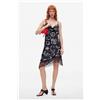 Desigual, Vestito corto a spalline stampato, Donna, Viscosa, Nero, L
