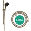 hansgrohe Rainfinity - set de ducha, ducha de mano con barra ducha 65cm, soporte ducha y Designflex flexo textil de ducha 160cm, alcachofa de ducha con 3 tipos de chorro, bronce cepillado, 28745140