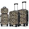 JINSHENBAOZI Set di valigie con stampa leopardata, 4 pezzi (14/20/24/28 pollici) | ABS+PC, leggero e resistente ai graffi | 4 ruote doppie silenziose a 360° | Trolley telescopico e lucchetto 3 in 1