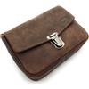 Lemasi Marsupio in vera pelle di bufalo - Marsupio compatto in pelle con chiusura a incastro, passanti per cintura e occhielli per tracolla - 15 x 11 x 4 cm - marrone