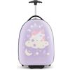 COSTWAY Valigia per Bambini da 16 con Ruote, Valigia Rigida con Manico Telescopico in Alluminio, Regalo per Bambini, 33 x 26 x 81cm (Rosa)
