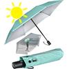 iX-brella Mini ombrello solare con accensione automatica con protezione UV e calore, Mint-silver - Protezione dai raggi UV e dal calore, 92 cm, Ombrello tascabile automatico