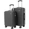 WHYGO - VA6545 Set Trolley valigie 2 pz, (S-M) 4 Ruote rivestite in gomma, Guscio Rigido ABS Resistente - ultra leggero, Manico telescopico - Serratura a combinazione (BLACK, VA6545)
