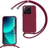 SLWYF Custodia per Xiaomi 13T/13T Pro/Redmi K60 Ultra Cover con Cordino, Silicone Antiurto TPU Morbido Corda Collana Necklace Regolabile Stylish con Catena Ultra Sottile Cover Case, Rosso