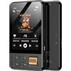 AGXOV 64GB Lettore MP3 Bluetooth, MP3 Lettore Musicale con Cuffie, Dittafono, Suono HiFi, Schermo a Colori da 2,4 Polliciideale per Sport, Nero
