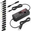 SHNITPWR Alimentatore universale 3,5-24 V 144 W DC 24 V 19 V 14 V 12 V 9 V 6 V 5 V 3,5 V 6 A Adattatore di alimentazione regolabile AC/DC con 14 consigli e cavo di polarità per elettronica domestica