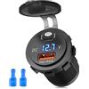 teasteam 70W Caricatore Auto USB C e USB A, Caricabatterie Rapido PD+QC3.0 da 12 V/24 V Con Display LED per Auto/Moto/Barca, può Caricare Telefoni Cellulari/Tablet/Fotocamere Digitali
