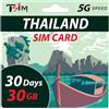TSIM Scheda SIM Thailandia 30 giorni 30GB | Dati ad alta velocità | Attivazione automatica | Condivisione hotspot consentita | Supporta Google, Instagram, WhatsApp e altro | Solo dati, nessuna chiamata