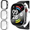 iVoler 3 Pezzi Cover con Vetro Temperato per Xiaomi Redmi Watch 6 / NFC, Copertura Completa Pellicola Protettiva Custodia Antiurto, Sottile Anti-Graffio Rigida Bumper Case, 2 Trasparente + 1 Nero