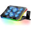 MOOJAY - Ventola di raffreddamento per computer portatile RGB, per scrivania e ginocchio, regolabile in altezza in 8 posizioni, con 8 ventole silenziose + supporto per cellulare, per laptop da 15,6