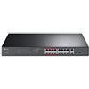 TP-LINK TL-SL1218MP - Conmutador PoE de 16 Puertos 10/100 Mbps + 2 Puertos Gigabit no gestionados, hasta 250 transmisiones, Compatible con 802.3AT/AF, Modo prioritario para monitoreo de vídeo