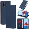 Vauki Cover per Xiaomi Redmi Note 10 4G/10S 4G con 1 Vetro Temperato Custodia in Pelle PU Slot Schede Flip TPU Silicone Case Supporto Stand Magnetica Antiurto Caso per Redmi Note 10 4G 6.43, Blu