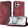 YIRRANZD Custodia per iPhone 16 Plus, Cover a Libro in Pelle PU con Slot Cart e Silicone TPU Bumper, Flip Caso Portafoglio Cover per iPhone 16 Plus (Rosso)