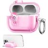 kwmobile Cover per Apple Airpods Pro 2 / Pro 1 Trasparente - Custodia per Apple Airpods Pro 2 / Pro 1 Trasparente - Cover con Supporto Smartphone - rosa