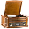 Generic Centro musicale wireless - Sistema retrò 9 in 1 con radio DAB/FM, giradischi e lettore cassette (vero legno, telecomando incluso)